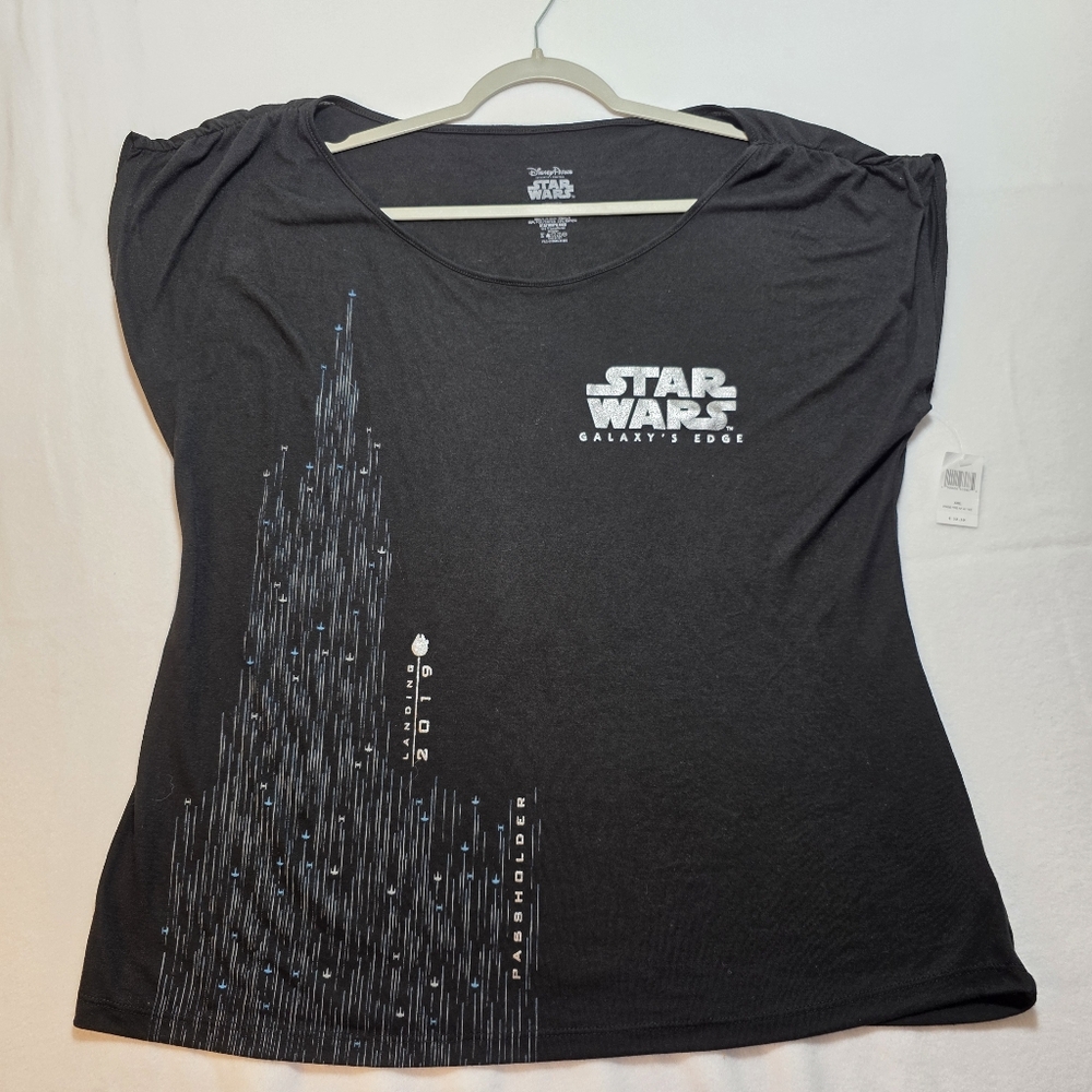Disney Parks Star Wars Galaxys Edge Landing 2019 Passholder Tee Black XXL NWT